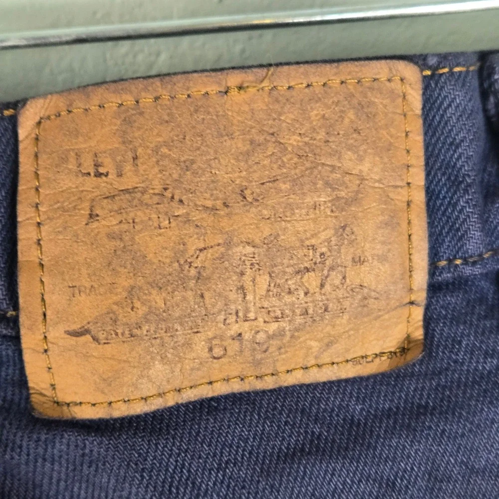 Vintage Levis 619 Orange Tab Jeans Mens 34x30 Dark Indigo Straight Leg Denim